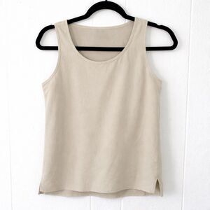 Eileen Fisher Small Petite Tank Top Tencel Viscose Sleeveless Top Cream NWOT